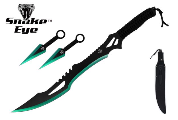 Snake Eye Tactical Ninja Sword and Kunai/THROWING KNIFE Set