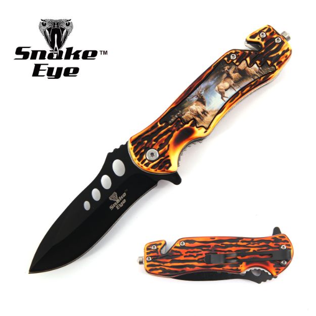 Snake Eye Tactical Swamp Deer Rescue Style Spring Assist KNIFE