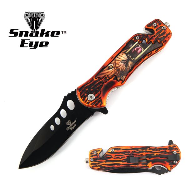 Snake Eye Tactical Lion Rescue Style Spring Assist KNIFE