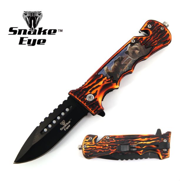 Snake Eye Tactical Grizzly Bear Rescue Style Spring Assist Knife