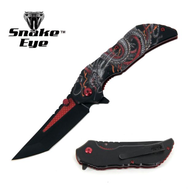 Snake Eye Tactical Spring Assist Fantasy Dragon Handle knife