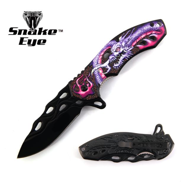 Snake Eye Tactical Spring Assist Fantasy DRAGON Handle knife