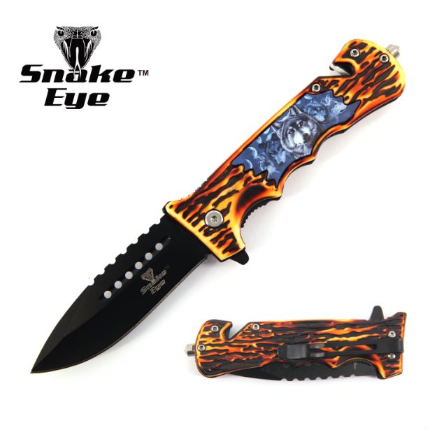 Snake Eye Tactical Wolf Rescue Style Spring Assist KNIFE