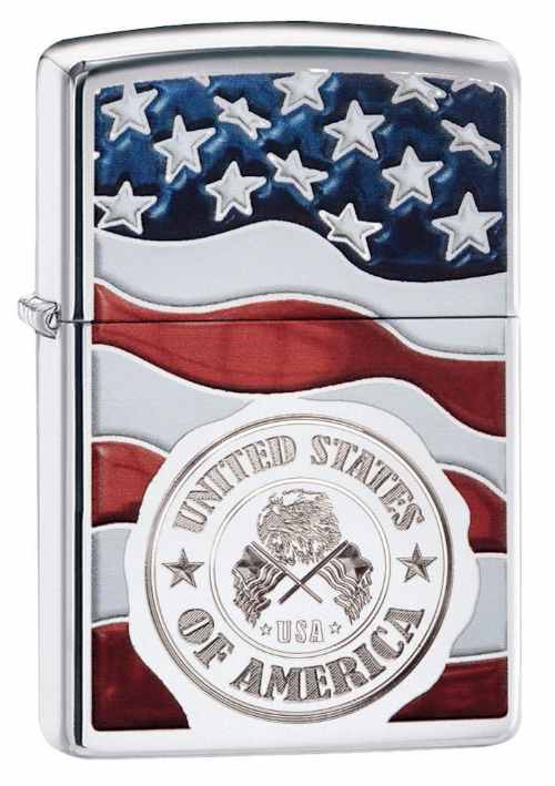 Zippo American Stamp on Flag LIGHTER