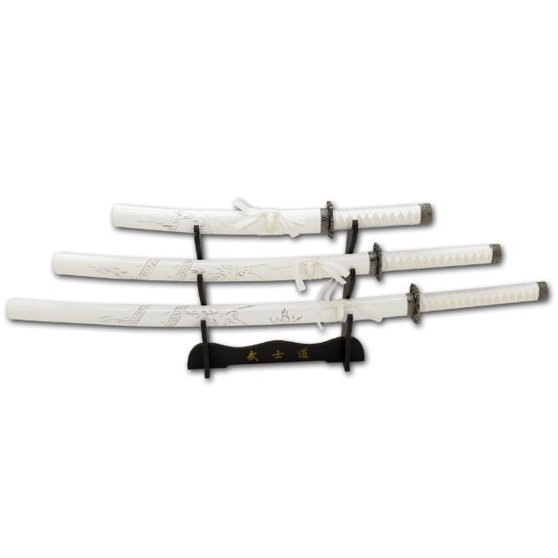 Snake eye Warrior 3 Pcs White DRAGON Samurai Sword Set