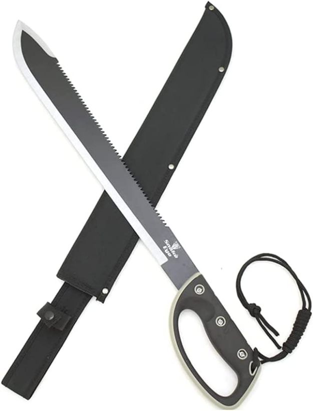 Machete ABS handle with stainless steel saw blade Black