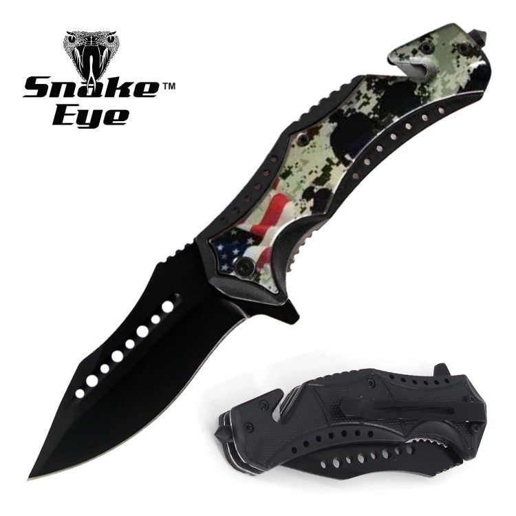 Snake Eye Tactical Spring Assist KNIFE 4.75'' Closed