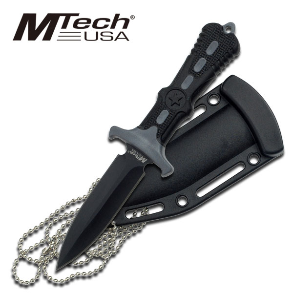 M-Tech Neck KNIFE Rubberized Handle 6.25'' Overall