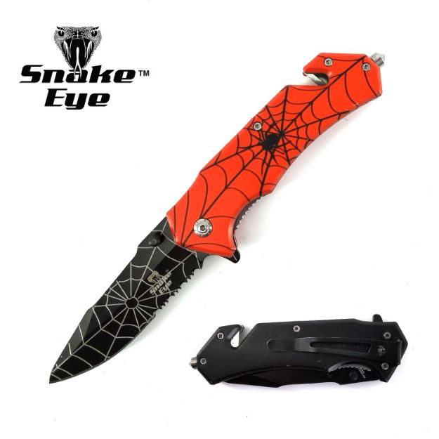 Snake eye Tactical RED & Black Spring Assist Knife