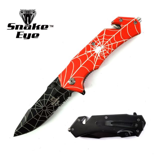Snake eye Tactical Red & White Spring Assist Knife