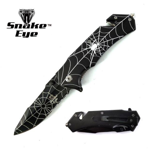 Snake Eye Tactical Black & White Spring Assist knife
