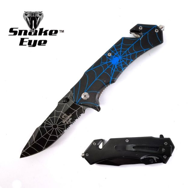 Snake eye Tactical Blue & Black  Spring Assist KNIFE