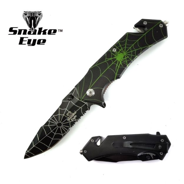 Snake eye Tactical Green & Black Spring Assist KNIFE