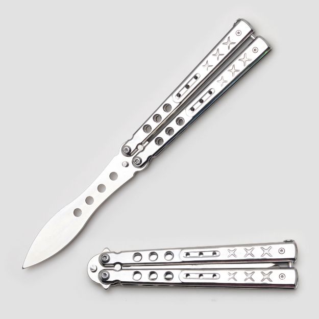Snake Eye Tactical Training BUTTERFLY KNIFE Silver 5.5'' Closed