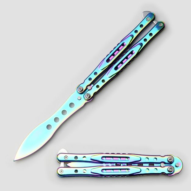 Snake Eye Tactical Training BUTTERFLY KNIFE Rainbow 5.5'' Closed