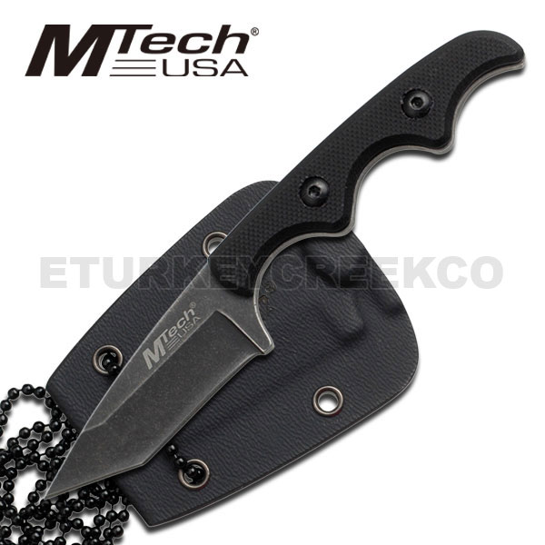 MTech Black Neck KNIFE With G-10 Handle - 5'' Tanto Blade