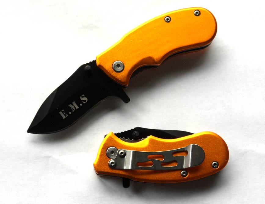 '' E.M.S '' Mini Action  Assist KNIFE 3'' Closed Yellow Handle