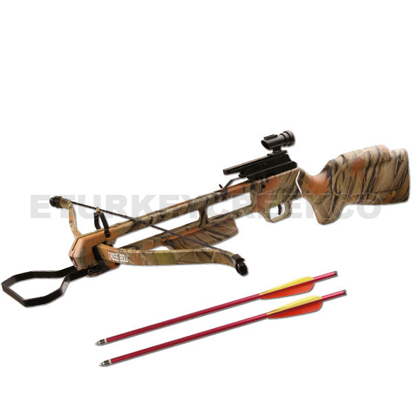 Hunters Rifle CROSSBOW Pre Strung 150LBS Leaf Camo Wood Stock