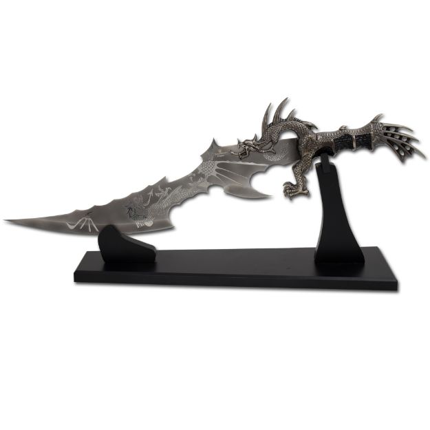 Snake Eye Tactical Fantasy DRAGON Dagger W/ Wooden Display Stand