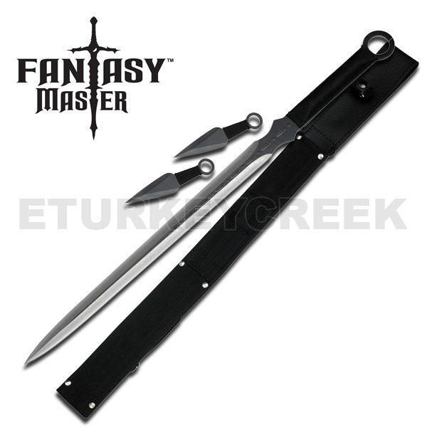 NINJA SWORD with 2pc Kunai Throwers Set 28'' Overall