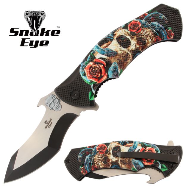 Snake Eye Tactical Spring Assist KNIFE Skull-1 Handle