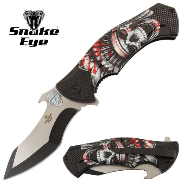 Snake Eye Tactical Spring Assist knife Skull-3 Handle