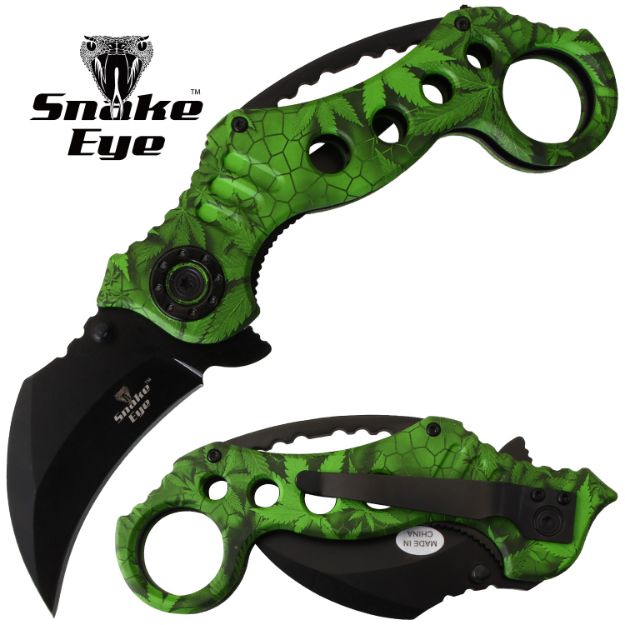 Snake Eye Tactical Camo Karambit Tactical Spring Assist KNIFE 5''