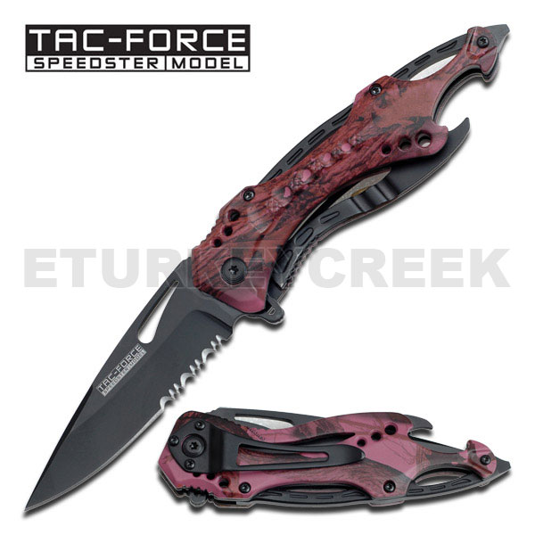 '' Sports Bike Handle '' Spring Assisted KNIFE - Pink Camo 4.5