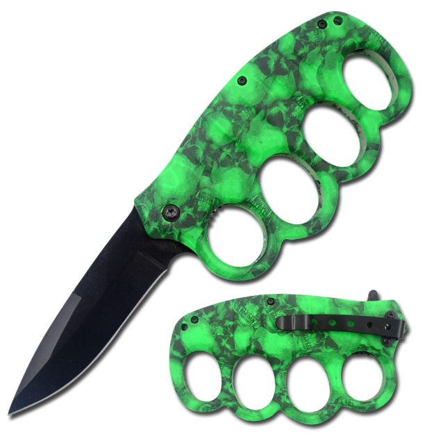 Snake Eye Tactical Green Skull Knuckle KNIFE Collection