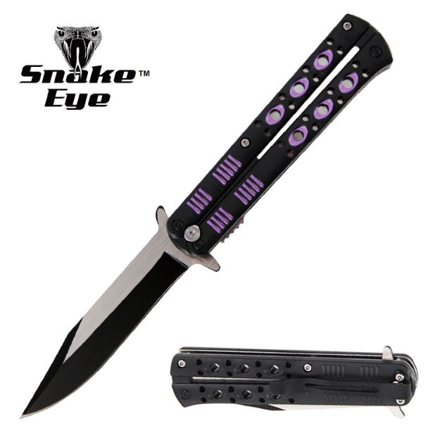 Snake Eye Tactical Butterfly Style PU Spring Assist KNIFE