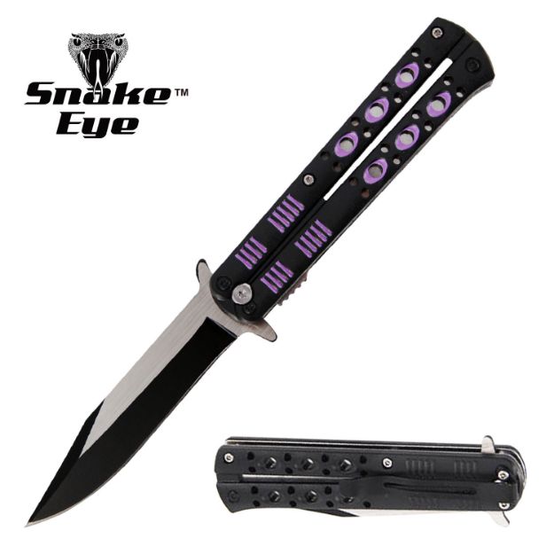 Snake Eye Tactical Butterfly Style PU Spring Assist Knife