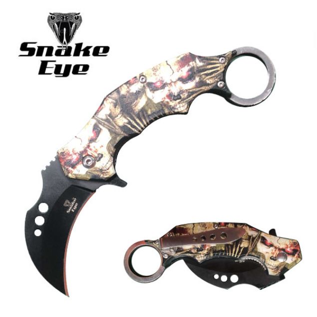 Snake Eye Tactical Karambit Spring Assist KNIFE 5'' Closed