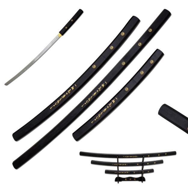 Snake Eye Tactical Shirasaya Black Wooden Samurai SWORD Set