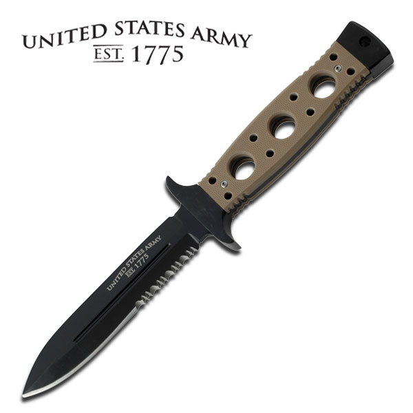 US ARMY 'CHARLIE' FIXED BLADE BOOT KNIFE WITH TAN G10 HANDLE