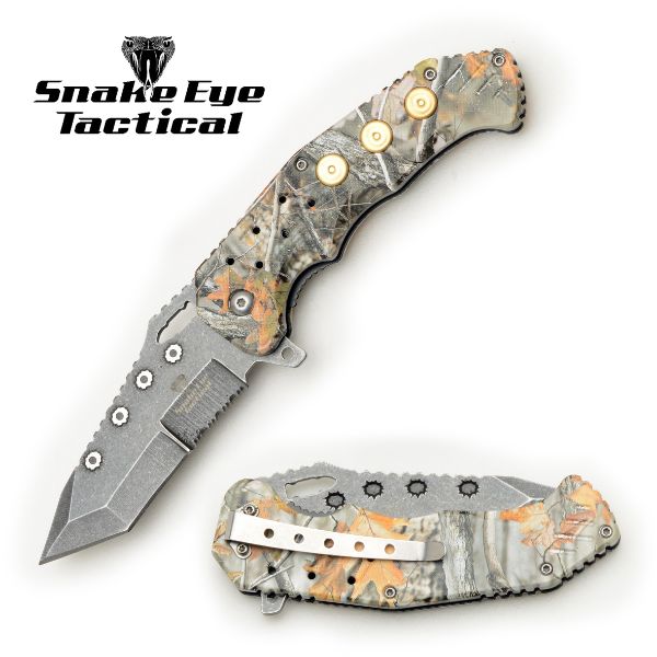 Snake Eye Tactical Camo Spring Assist knife