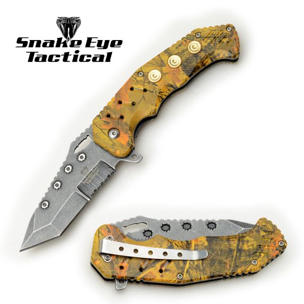 Snake Eye Tactical Yellow-Camo Spring Assist KNIFE