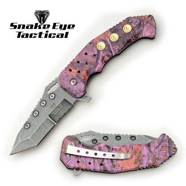 Snake Eye Tactical Pink-Camo Spring Assist KNIFE