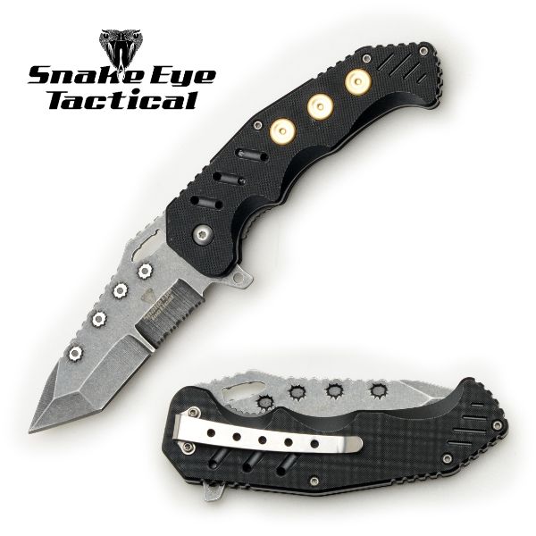 Snake Eye Tactical BLACK Spring Assist knife