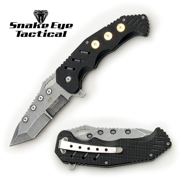 Snake Eye Tactical Black Spring Assist knife