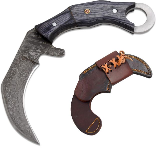 Old Ram Handmade Real Damascus Black Karambit Knife Collection