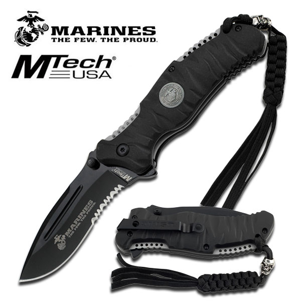 US MARINES TACTICAL RESCUE ASSISTED OPENING KNIFE - BLACK