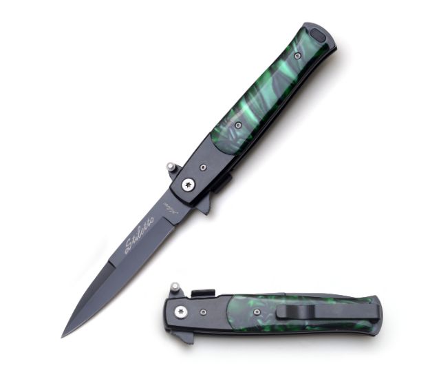 Snake Eye Tactical Stiletto Style Green Folding KNIFE