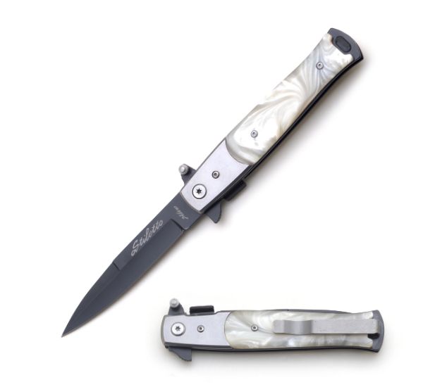 Snake Eye Tactical Stiletto Style Pearl Folding KNIFE