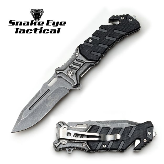 Snake Eye Tactical Heavy Duty Rescue Style Spring Assist knife