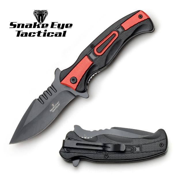 Snake Eye Tactical RED Spring Assist knife
