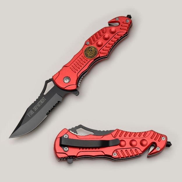 ''Fire Department'' Rescue Style Spring Assist KNIFE