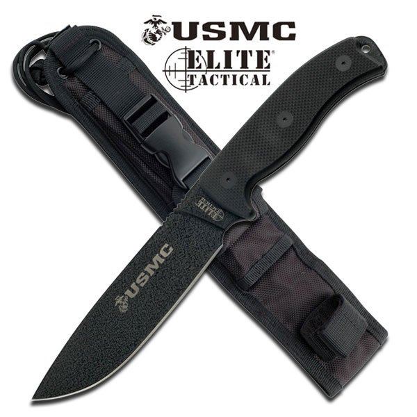 USMC Elite Tactical Fix Blade KNIFE 12'' Overall Black