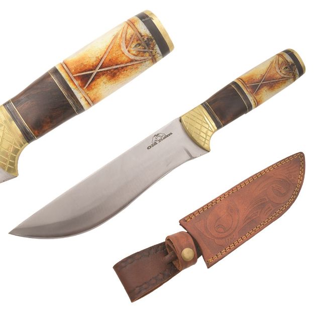 Old Ram Handmade Fixed Blade Hunting Knife BurnBone & Wood Handle