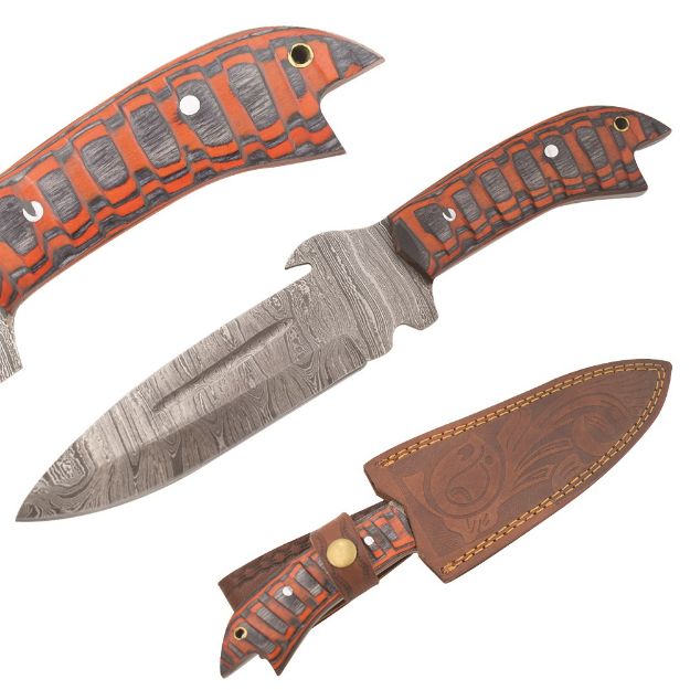Old Ram Handmade Custom Damascus Hunting Knife Wood Handle