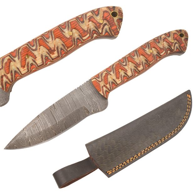 Old Ram Handmade Custom Damascus Hunting Knife Multi-Wood Handle